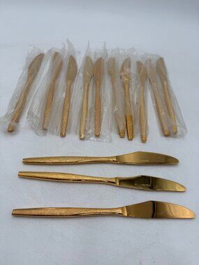 Florentine Gold Stainless Steel Butter Knives Set 13 Textured Handles MCM